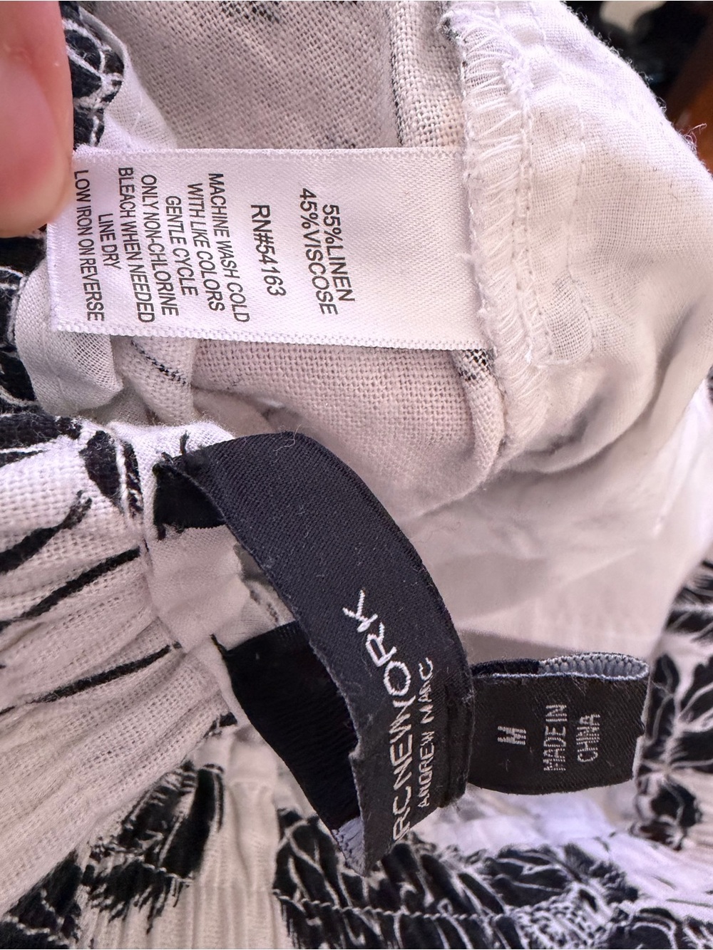 🎯Marc New York Linen Buttons Black/White Floral Trousers Pants M coastal flare - Picture 5 of 8